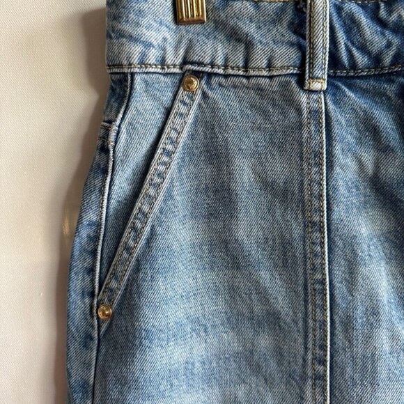 NWT $110 MICHAEL KORS WOMEN'S SKIRT 2 JEAN SKIRT MIDI GOLD BUTTON FRONT - Picture 3 of 7